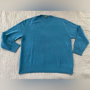 Vintage Marshall Fields 100% Cashmere Blue V-Neck Sweater Mens XL Discontinued